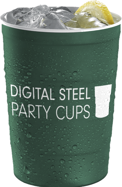 Digital Steel Party Cup - custom printed green steel cup